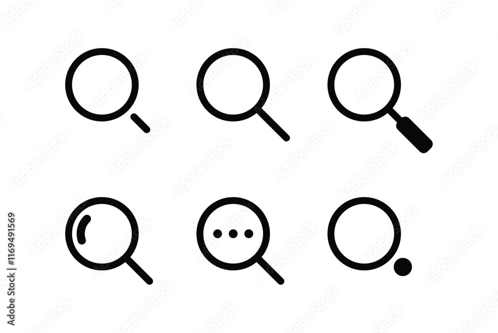 Search Icon Set in Minimalist Style, perfect for web, App UI and graphic design projects. flat and modern style