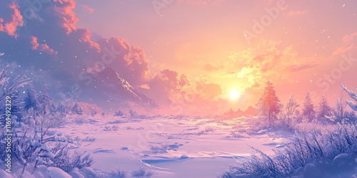 Serene Winter Sunset Over S...