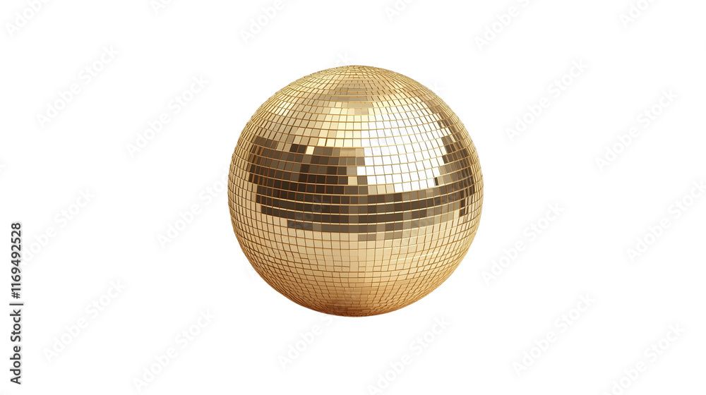 A golden disco ball isolated, on a Transparent Background A golden disco ball isolated, on a Transparent Background