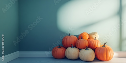 Autumn Pumpkins Stacked In ...