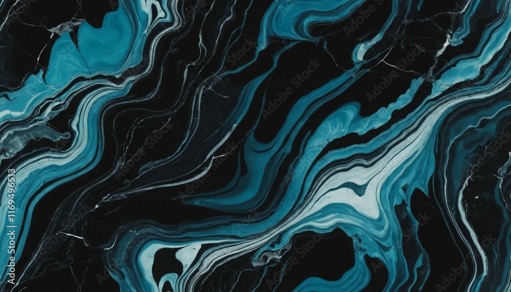 Fototapeta premium Black marble with subtle blue and green hues