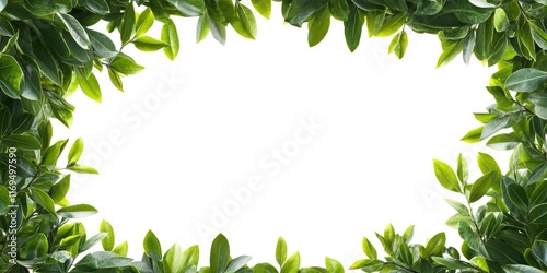Lush Green Leaves Frame Whi...