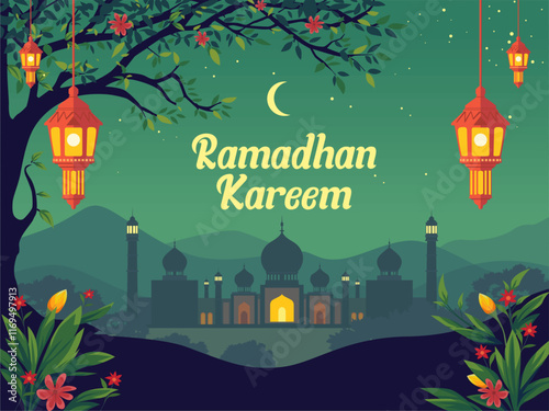 Ramadhan Kareem Flyer Vector Illustration