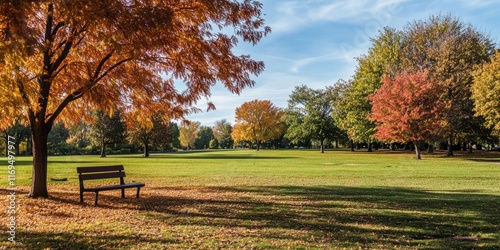Autumnal Park Bench Underne...
