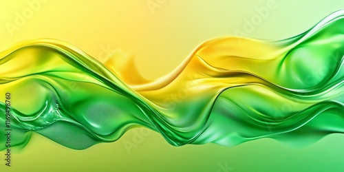 Abstract Green Yellow Flowi...