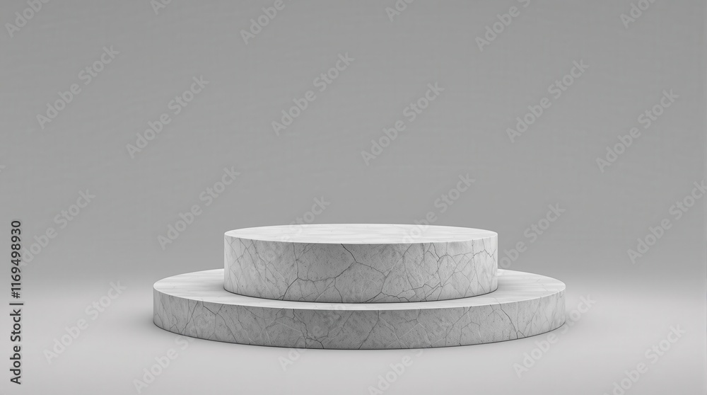 Marble podium for presentation products on the gray color background