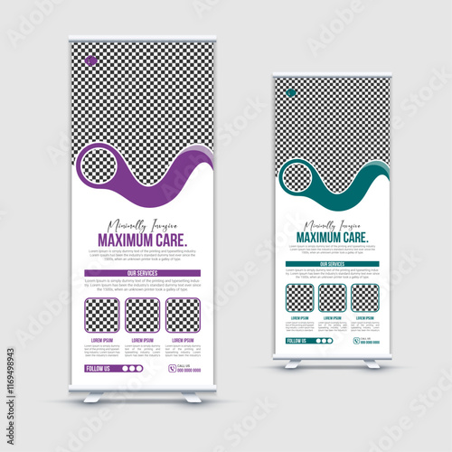 2025 Medical clinic roll-up banner, creative minimal x banner stand for commercial and Multipurpose