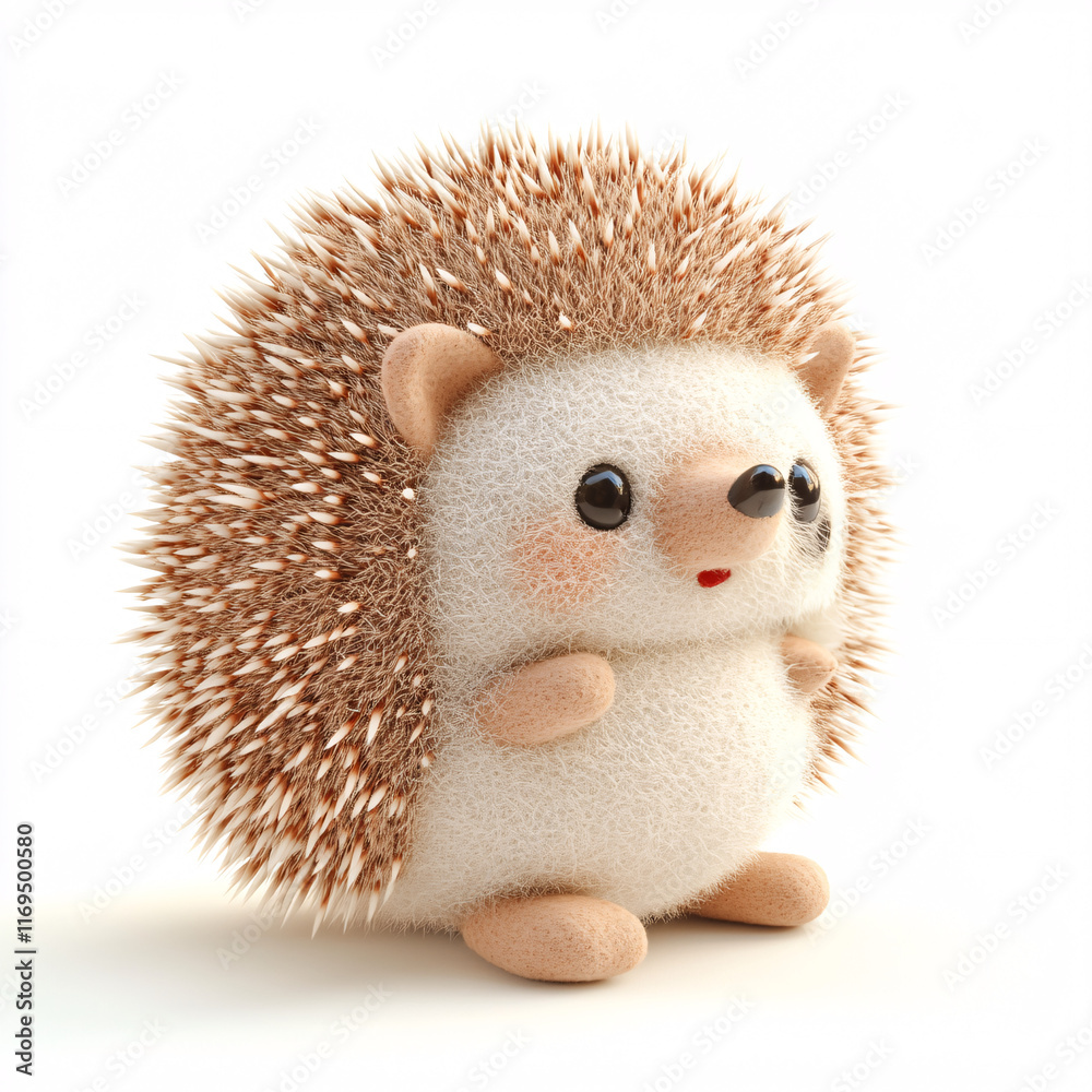 Obraz premium Minimalistic Cartoon Illustration of a Cute Hedgehog with Soft Spikes and a Cheerful Expression, Perfect for Playful and Lighthearted Themes