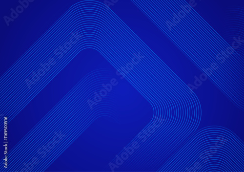 An abstract blue background with a curved line pattern presents fluid lines that add a dynamic and modern touch to the design.