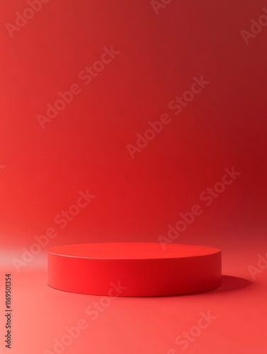 Red cylindrical platform ag...