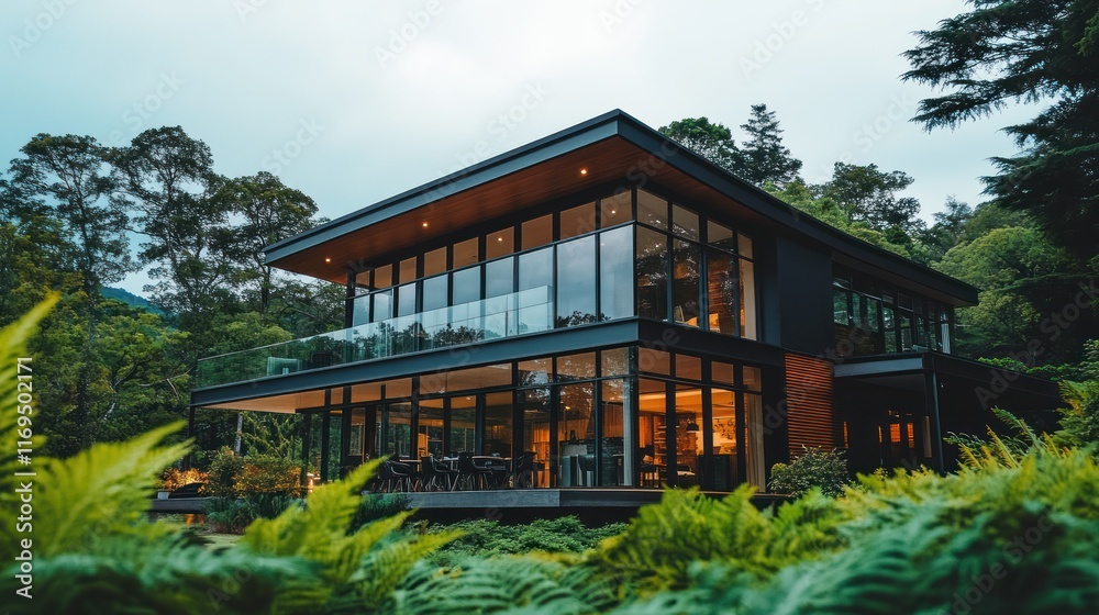 Modern Glass House nestled in Lush Greenery Modern Glass House nestled in Lush Greenery