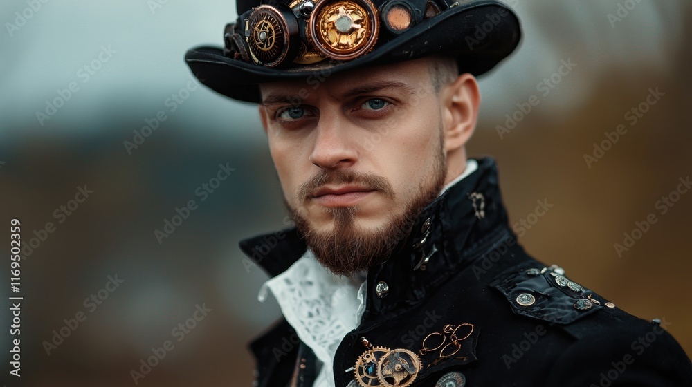 A man in a black hat and a black coat with a beard A man in a black hat and a black coat with a beard