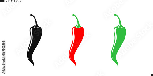 Chili pepper silhouette. Abstract vegetable vector