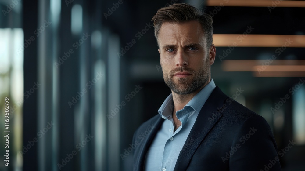 A man in a suit and tie is standing in front of a window A man in a suit and tie is standing in front of a window