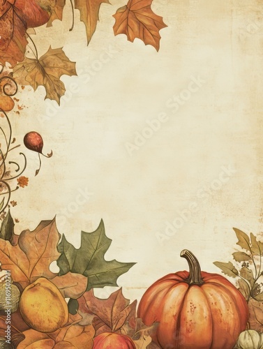 Autumn Harvest Pumpkin Leav...