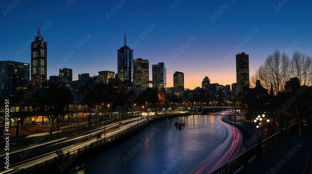 Fototapeta premium City Skyline at Dusk: