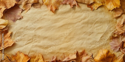 Autumn Leaves Frame Old Pap...