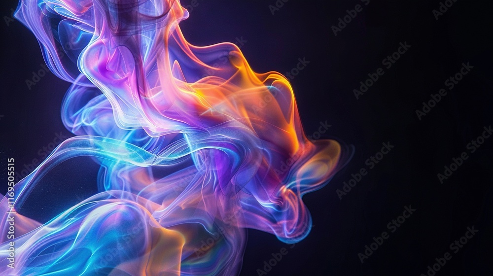 Black background with colorful smoke Black background with colorful smoke