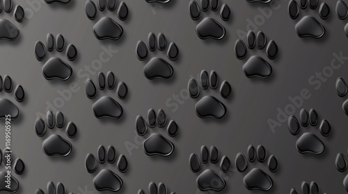 Unique pattern of black paw prints on a dark background evokes a playful and adventurous spirit photo