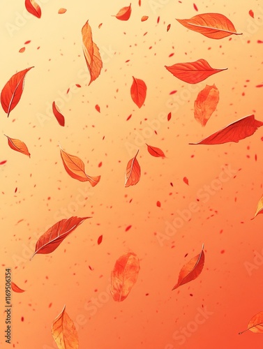 Red Leaves Falling On An Or...