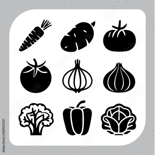 a collection of vegetables including a flower and a picture of vegetables.
