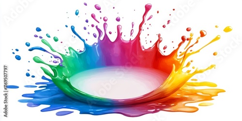 Rainbow Colored Paint Splas...