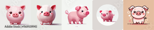 vector collection of cute pigs