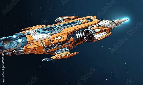 Spaceship in a futuristic cosmic view