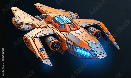 Arcade starship near a cosmic alien landscape