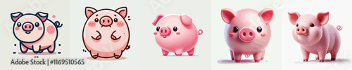 vector collection of cute pigs