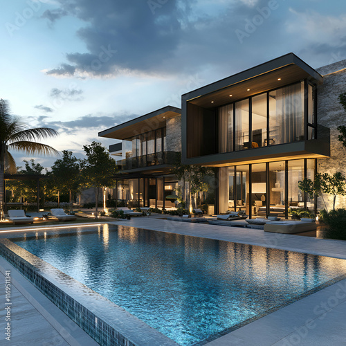 Luxurious modern house with modern architectural design