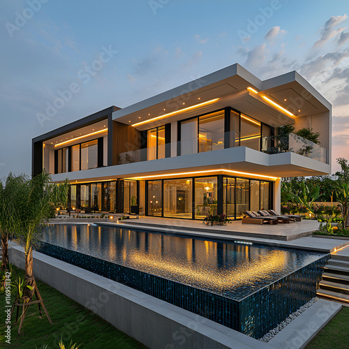 Luxurious modern house with modern architectural design