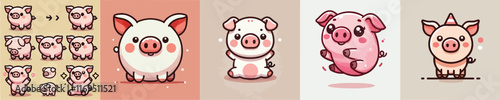 vector collection of cute pigs