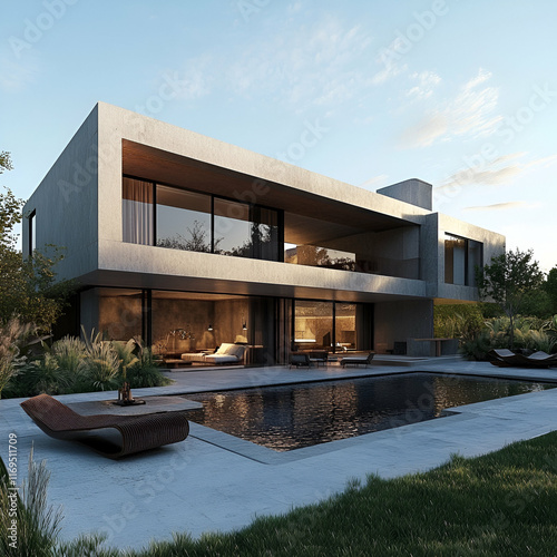 Luxurious modern house with modern architectural design