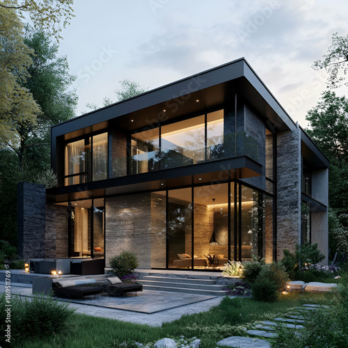 Luxurious modern house with modern architectural design