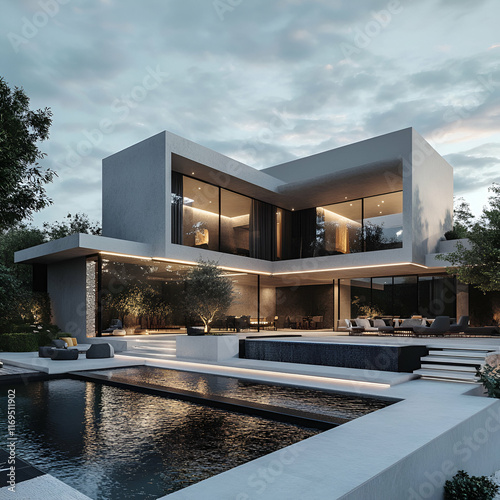 Luxurious modern house with modern architectural design