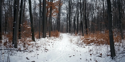 Snowy Trail Through A Winte...