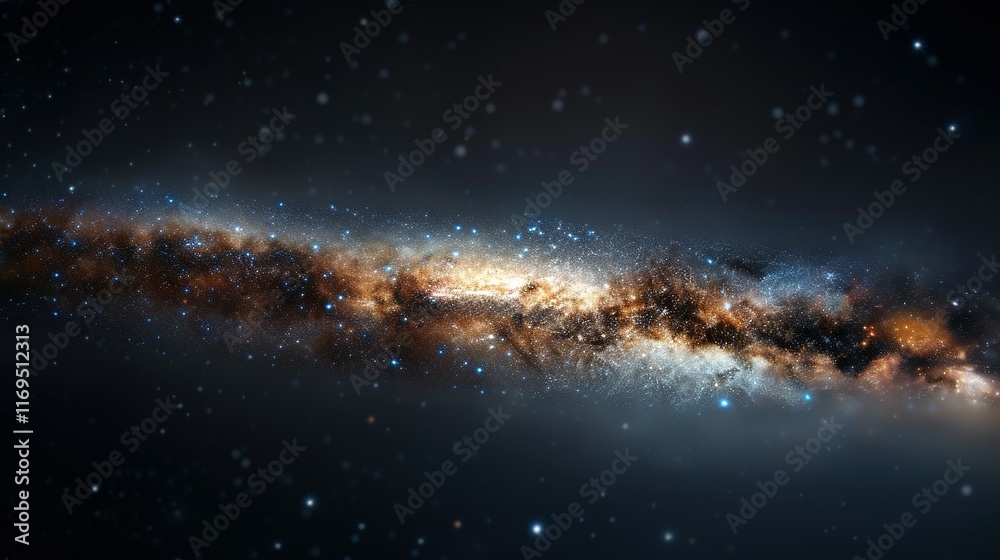 Fototapeta premium A vast celestial body dominates the sky in this photograph, surrounded by multitudes of twinkling stars