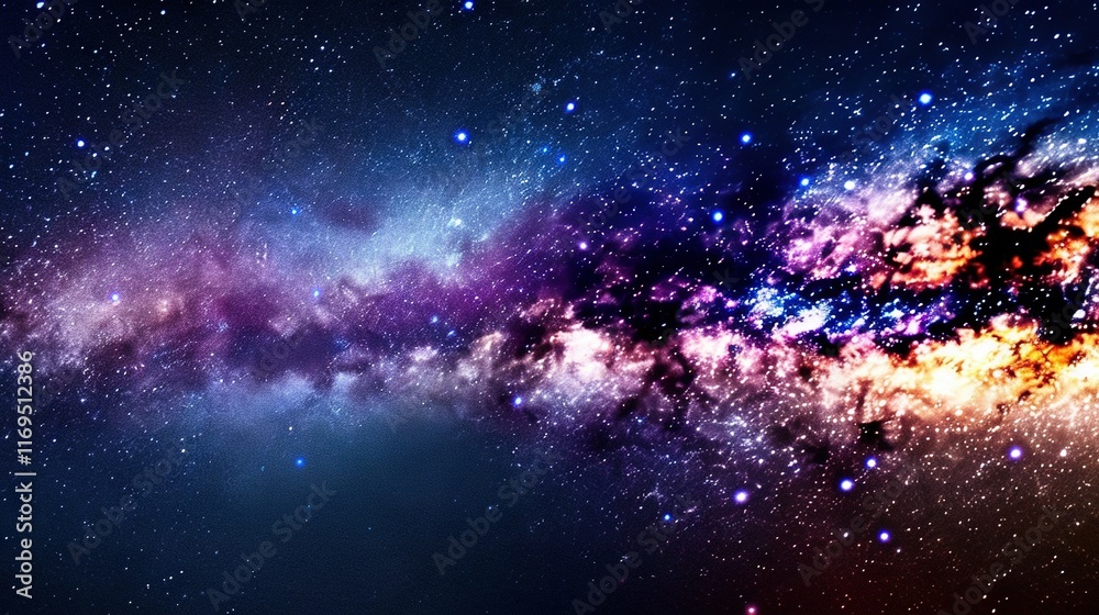 Fototapeta premium A sky filled with lots of pink and blue stars and a blue sky filled with lots of stars