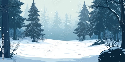 A serene winter scene in a ...