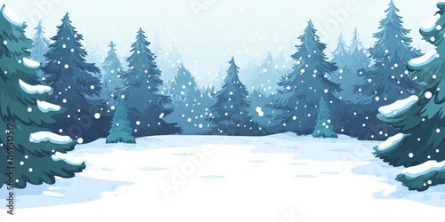 Snowy Winter Forest Scene W...