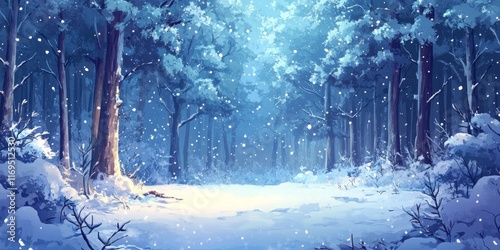A Serene Winter Forest Scen...