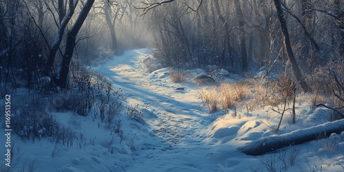 Snowy Path Through A Winter...