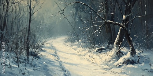 Snowy Path Through A Winter...