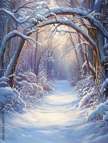 Snow Covered Path Through A...