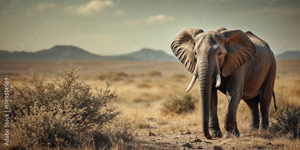 Fototapeta premium Concept photo of an elephant with space for text