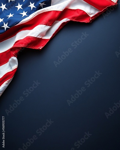 American Flag on Dark Background