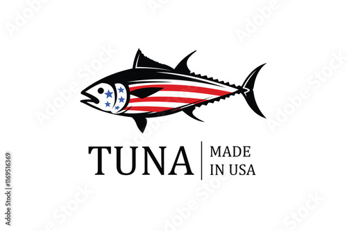 Tuna logo, tuna with USA flag