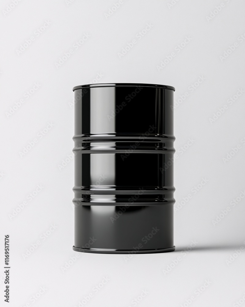 Black Industrial Metal Barrel on White Background Black Industrial Metal Barrel on White Background