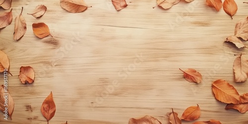 Dried Leaves Arranged on Wo...